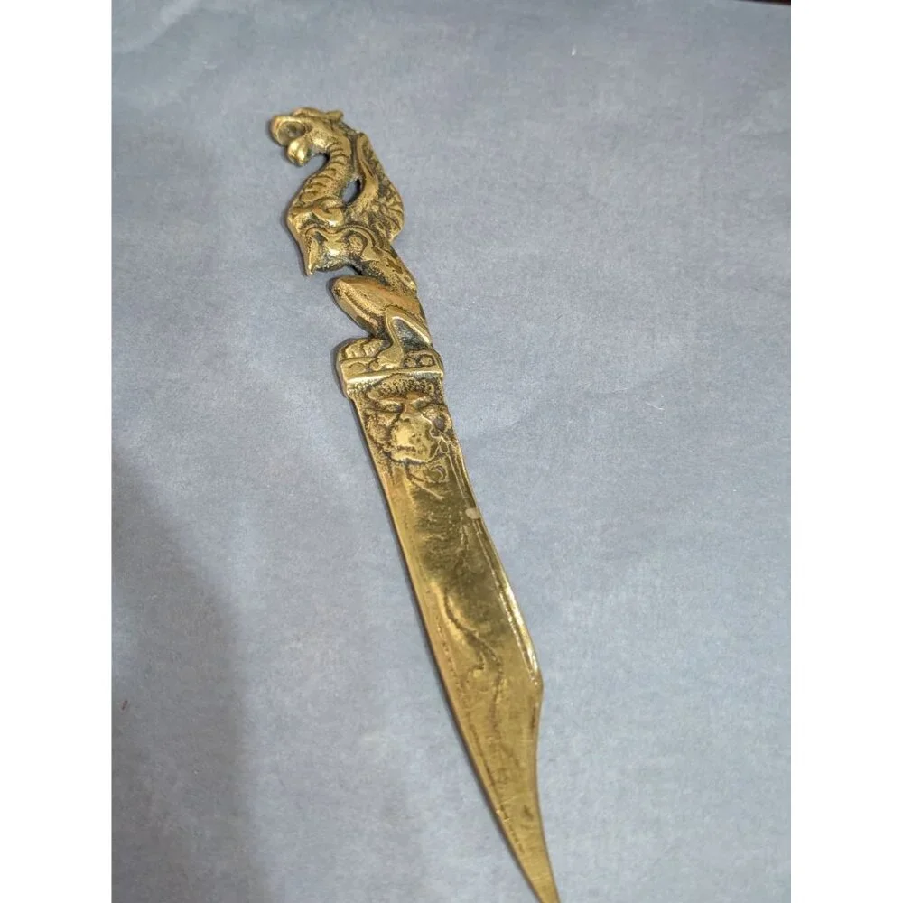 Dragon Griffin Letter Opener Solid Brass 9 in Restored Made in England